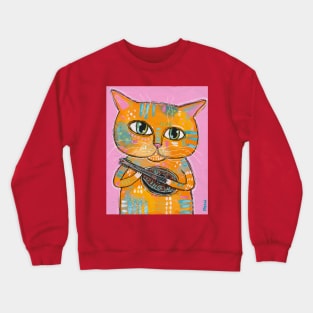Cat With A Ukulele Crewneck Sweatshirt